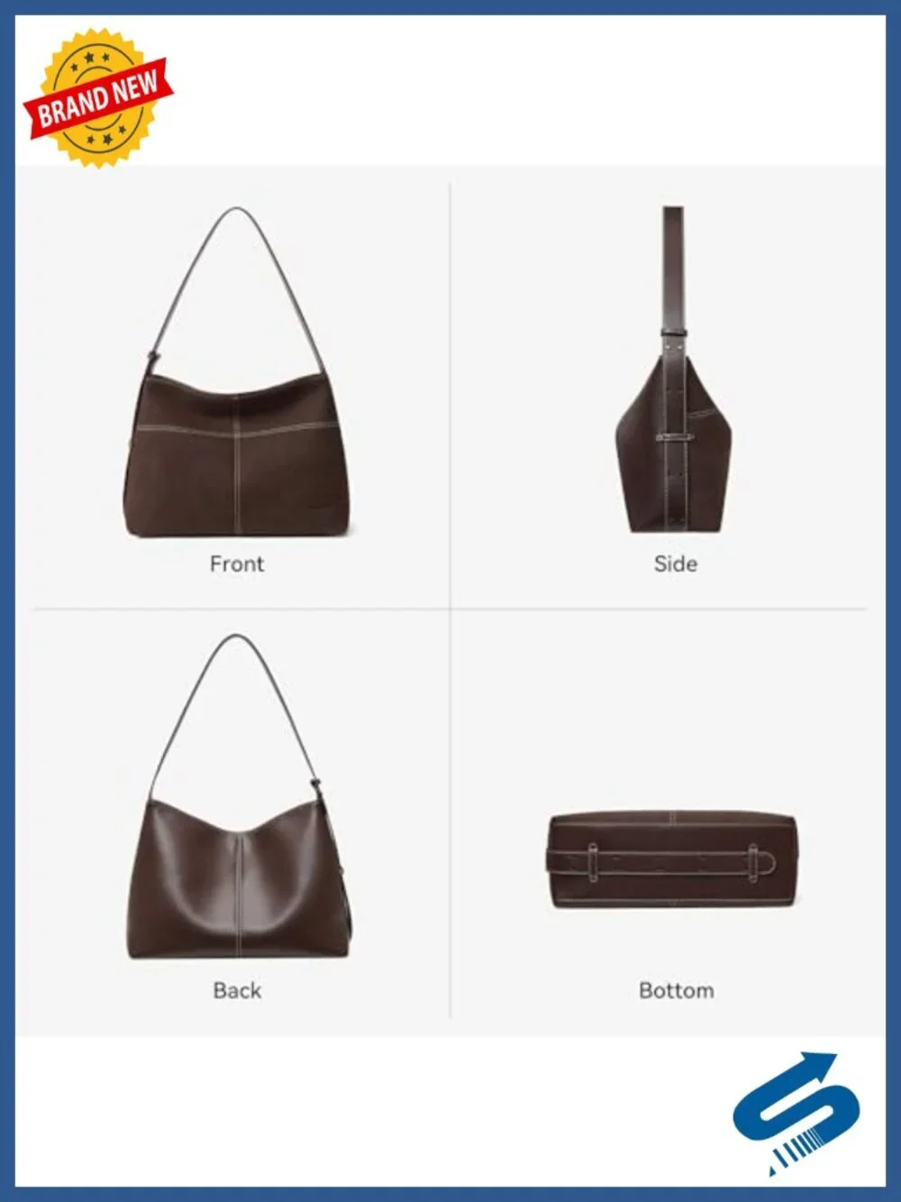 Suede and Vegan Leather Hobo Handbag | Adjustable Strap Crossbody | Roomy Work